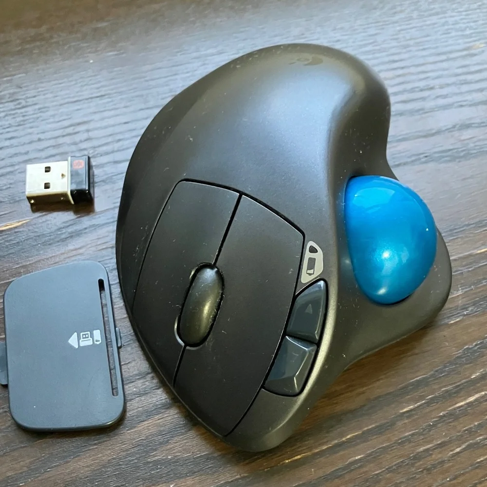 Logitech M570 Wireless Trackball Mouse with Receiver Gray Black - Tested Works